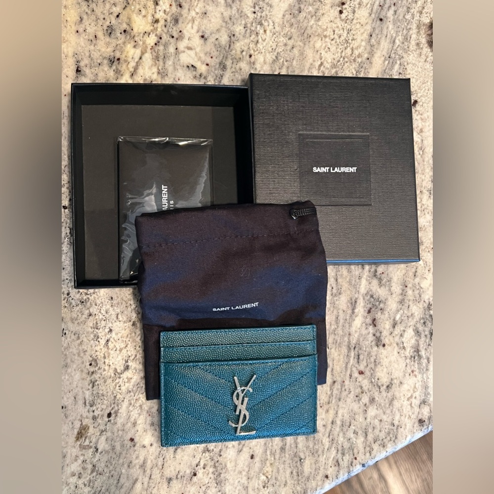 Saint Laurent YSL Monogram Card Case in Grained